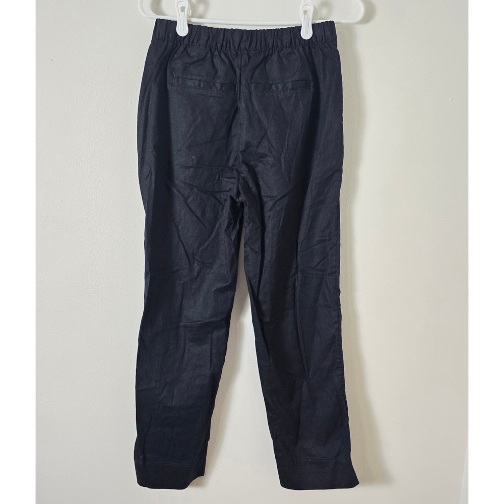 Banana Republic Pant Tapered High Rise Womens Extra Small Linen Blend Black - Picture 2 of 6